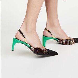 NEW AREA AREA NYC CRYSTAL CHANDELIER SLINGBACK PUMOS SZ‎ 37 EU 7